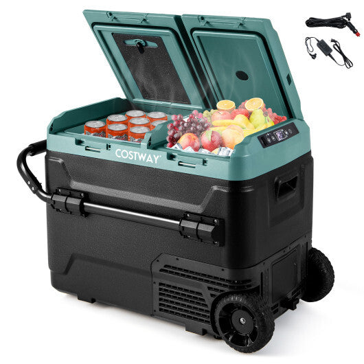 Dual Zone 12V Car Refrigerator for Vehicles Camping Travel Truck RV Boat Outdoor and Home Use-Black