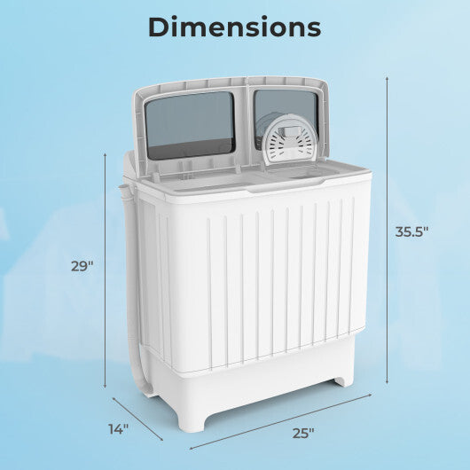 20 lbs Portable Washing Machine with Built-in Gravity Drain-Gray W2B