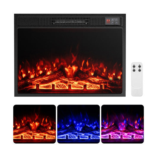 23 Inch Electric Fireplace Insert Fireplace Heater with Adjustable Flame Color W2B