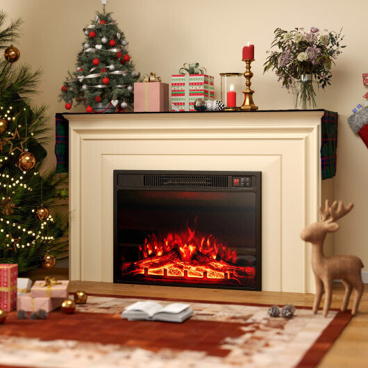 23 Inch Electric Fireplace Insert Fireplace Heater with Adjustable Flame Color W2B