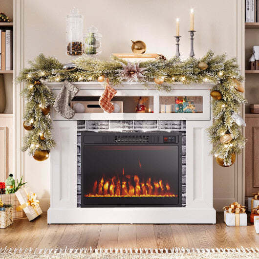 23 Inches 750W/1500W Electric Fireplace Heater with Alter Flame Color and Brightness W2B