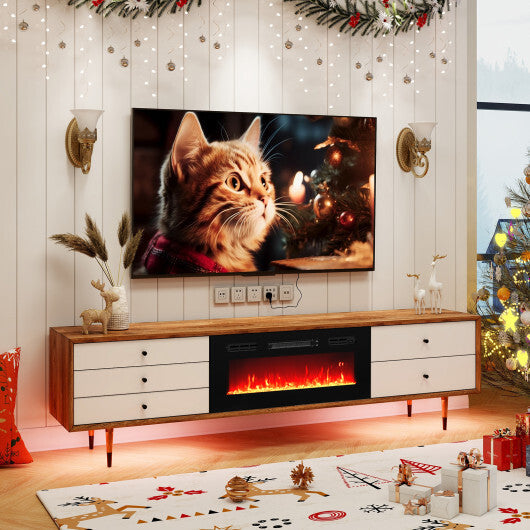 36 Inches Electric Fireplace Heater Recessed with LED Strip Lights and Remote Control W2B