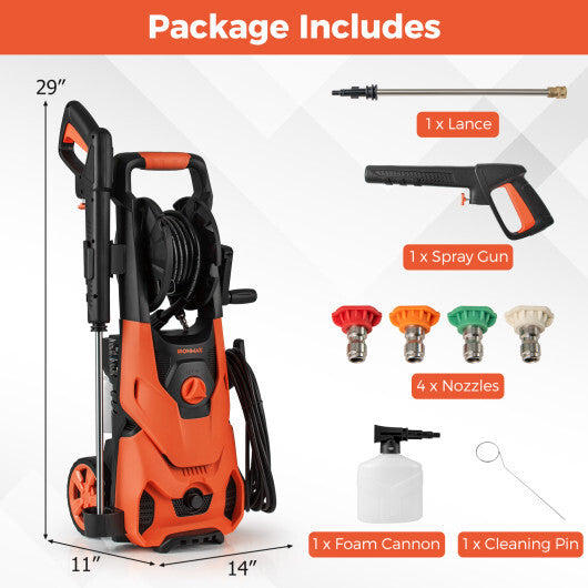 2150PSI Electric Pressure Washer 1.2GPM with 4 Quick Connect Nozzles and Foam Cannon-Green W2B