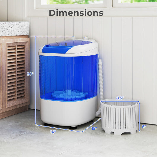 Portable Mini Semi-automatic Washing Machine with Spin Tub and Drain Hose 2.5 kg Capacity-Blue W2B