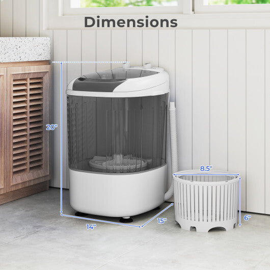 Portable Mini Semi-automatic Washing Machine with Spin Tub and Drain Hose 2.5 kg Capacity-Blue W2B