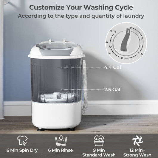 Portable Mini Semi-automatic Washing Machine with Spin Tub and Drain Hose 2.5 kg Capacity-Blue W2B