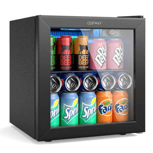 Beverage Refrigerator Cooler 1.3 Cu. Ft. 12 Bottles 55 Cans Mini Fridge-Black W2B