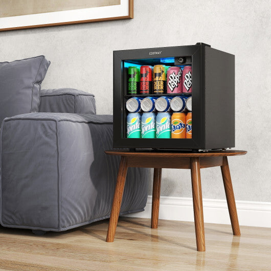 Beverage Refrigerator Cooler 1.3 Cu. Ft. 12 Bottles 55 Cans Mini Fridge-Black W2B