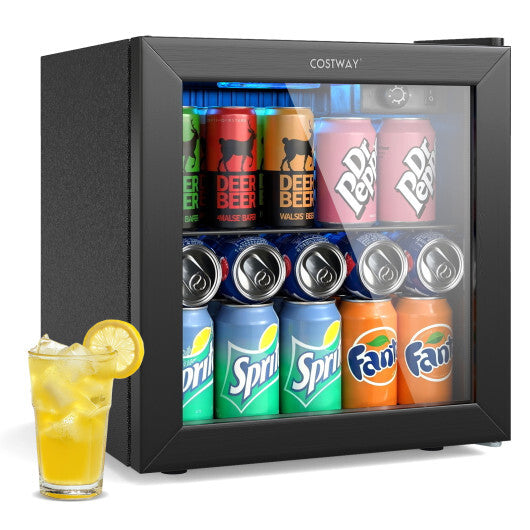 Beverage Refrigerator Cooler 1.3 Cu. Ft. 12 Bottles 55 Cans Mini Fridge-Black W2B
