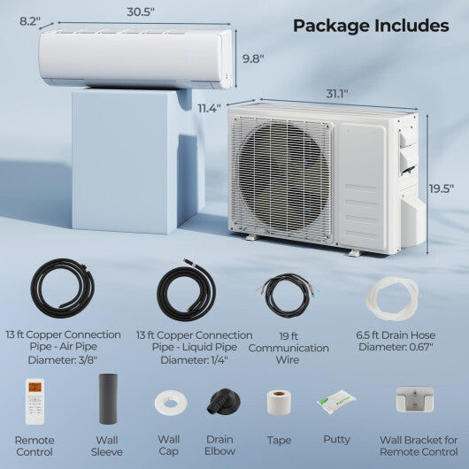 EchoCool Series 11500 BTU 208/230V Mini Split Air Conditioner and Heater Pump System W2B
