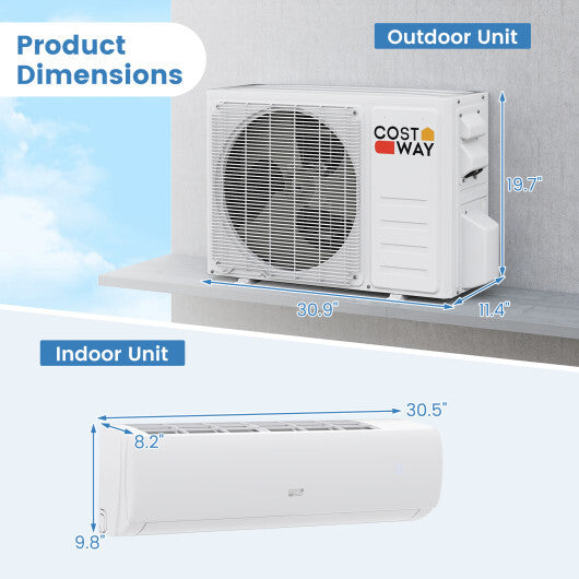 EchoCool Series 11500 BTU 208/230V Mini Split Air Conditioner and Heater Pump System W2B
