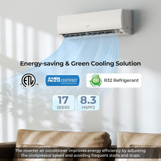 EchoCool Series 11500 BTU 208/230V Mini Split Air Conditioner and Heater Pump System W2B