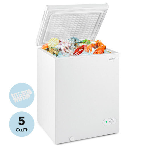 141 L/5 Cu.Ft Compact Chest Freezer with 7-Gear Adjustable Temperature-White W2B