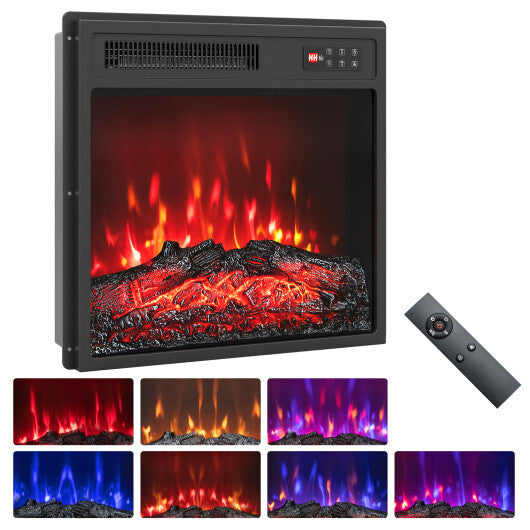 18 Inch Electric Fireplace Insert with Remote Control and 7 Realistic Flame Colors