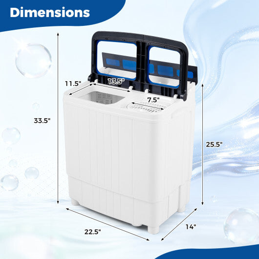Portable Washing Machine 18 lbs Mini Laundry Machine with 11 LBS Washer-Blue W2B