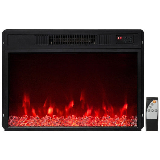5000 BTU 23-Inch Electric Fireplace Insert with Remote Control and Brightness-Black W2B