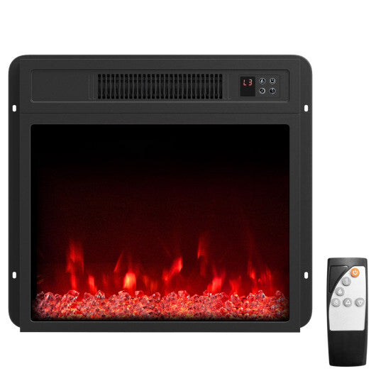 5000 BTU 18-Inch Electric Fireplace Insert with Remote Control and Brightness-Black W2B