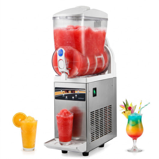 507 oz Commercial Slushy Machine Single Tank No Ice Needed-Silver W2B