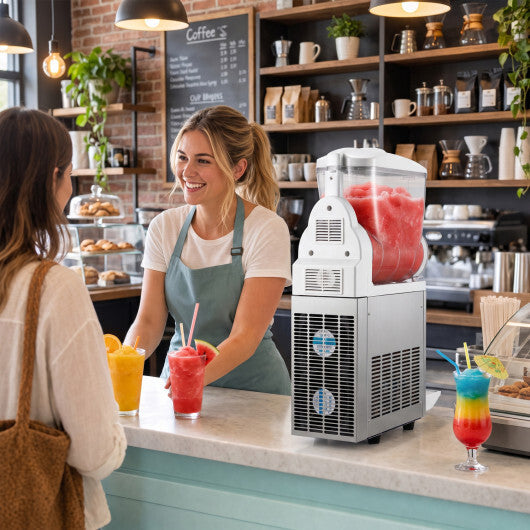 507 oz Commercial Slushy Machine Single Tank No Ice Needed-Silver W2B