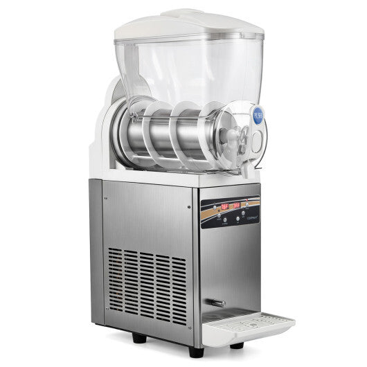 507 oz Commercial Slushy Machine Single Tank No Ice Needed-Silver W2B
