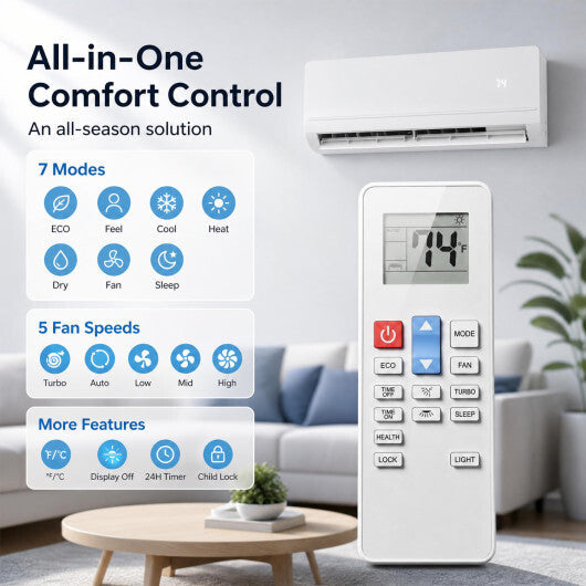 Lithzen 12000 BTU 115V 17 SEER2 Mini Split Air Conditioner and Heater WiFi Enabled W2B