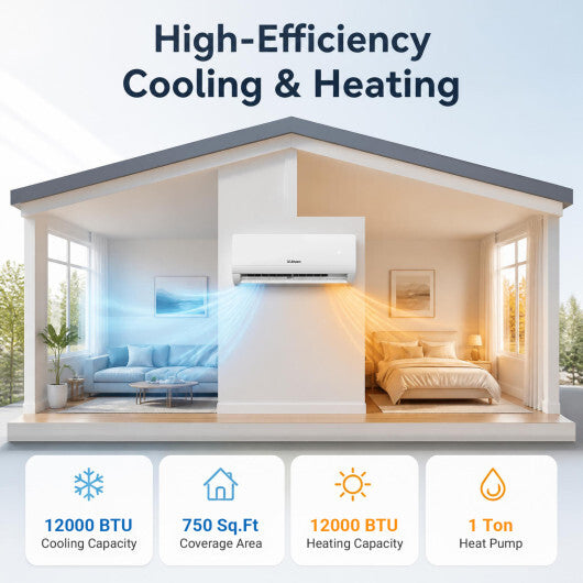 Lithzen 12000 BTU 115V 17 SEER2 Mini Split Air Conditioner and Heater WiFi Enabled W2B