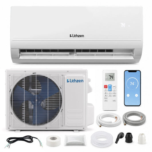 Lithzen 24000 BTU 208-230V 17 SEER2 Mini Split Air Conditioner and Heater WiFi Enabled W2B