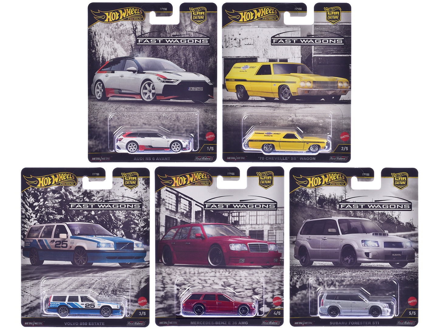 "Fast Wagons" 5 piece Set "Car Culture" 2024 Series J Diecast Model Cars by Hot Wheels