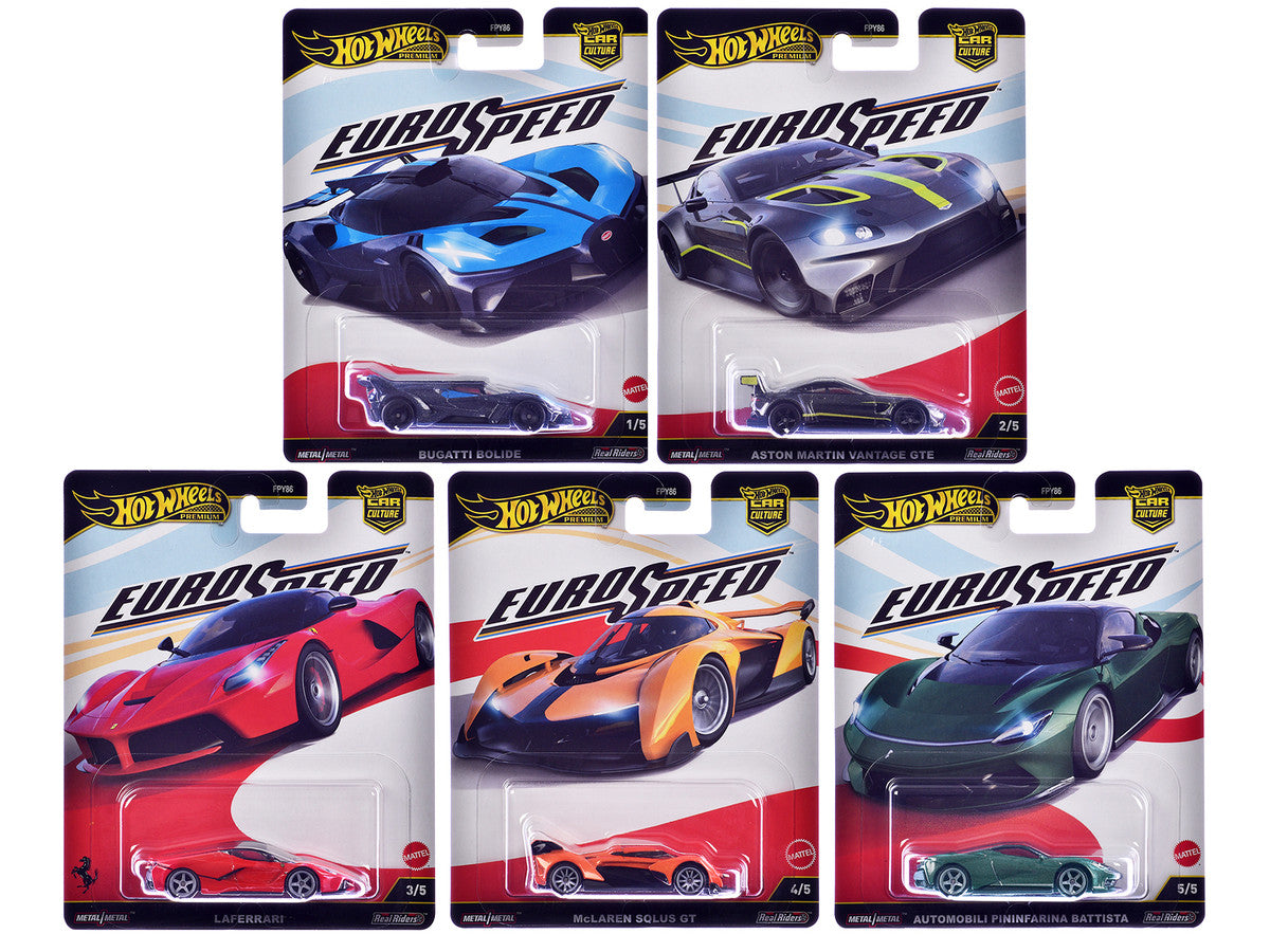 "Euro Speed" 5 piece Set "Car Culture" 2025 Series L Diecast Model Cars by Hot Wheels Hotwheels