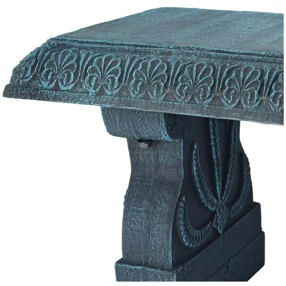 Black Fiber-Clay Resin Outdoor Garden Bench in Stone Finish FastFurnishings