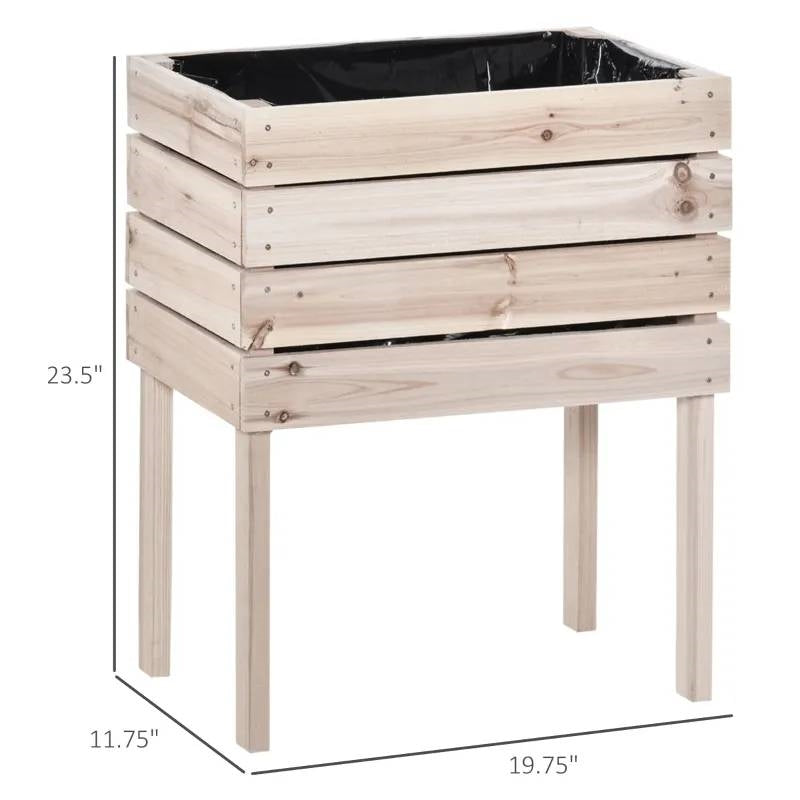 Farmhouse 4 Piece Wooden Elevated Raised Garden Bed Planter Box FastFurnishings