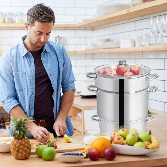 11 Quart Stainless Steel Steamer / Fruit Vegetable Juicer HomePacific