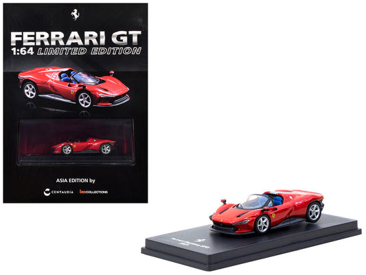 2021 Ferrari Daytona SP3 Red Metallic with Booklet 1/64 Diecast Model Car by Centauria-0