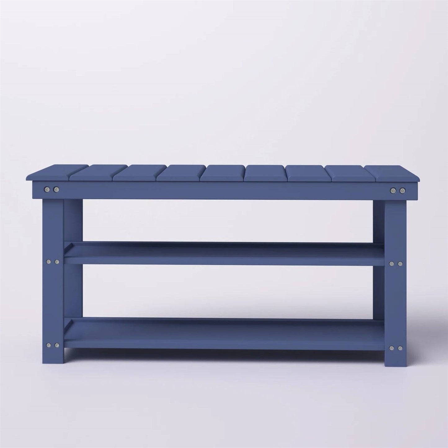 Blue Wood 2-Shelf Shoe Rack Storage Bench - 150 lbs. Weight Capacity FastFurnishings