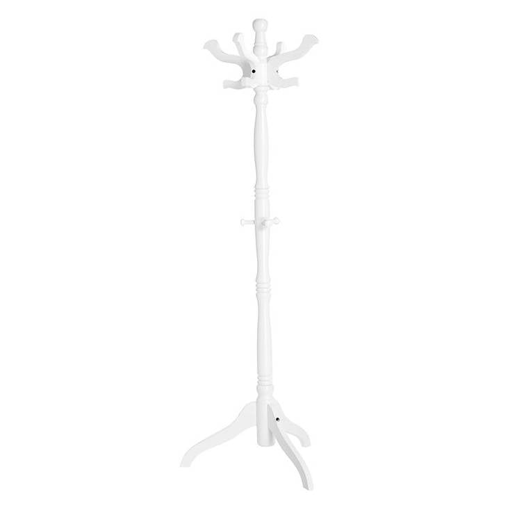 Traditional Classic Solid Wood Coat Rack in White Finish FastFurnishings