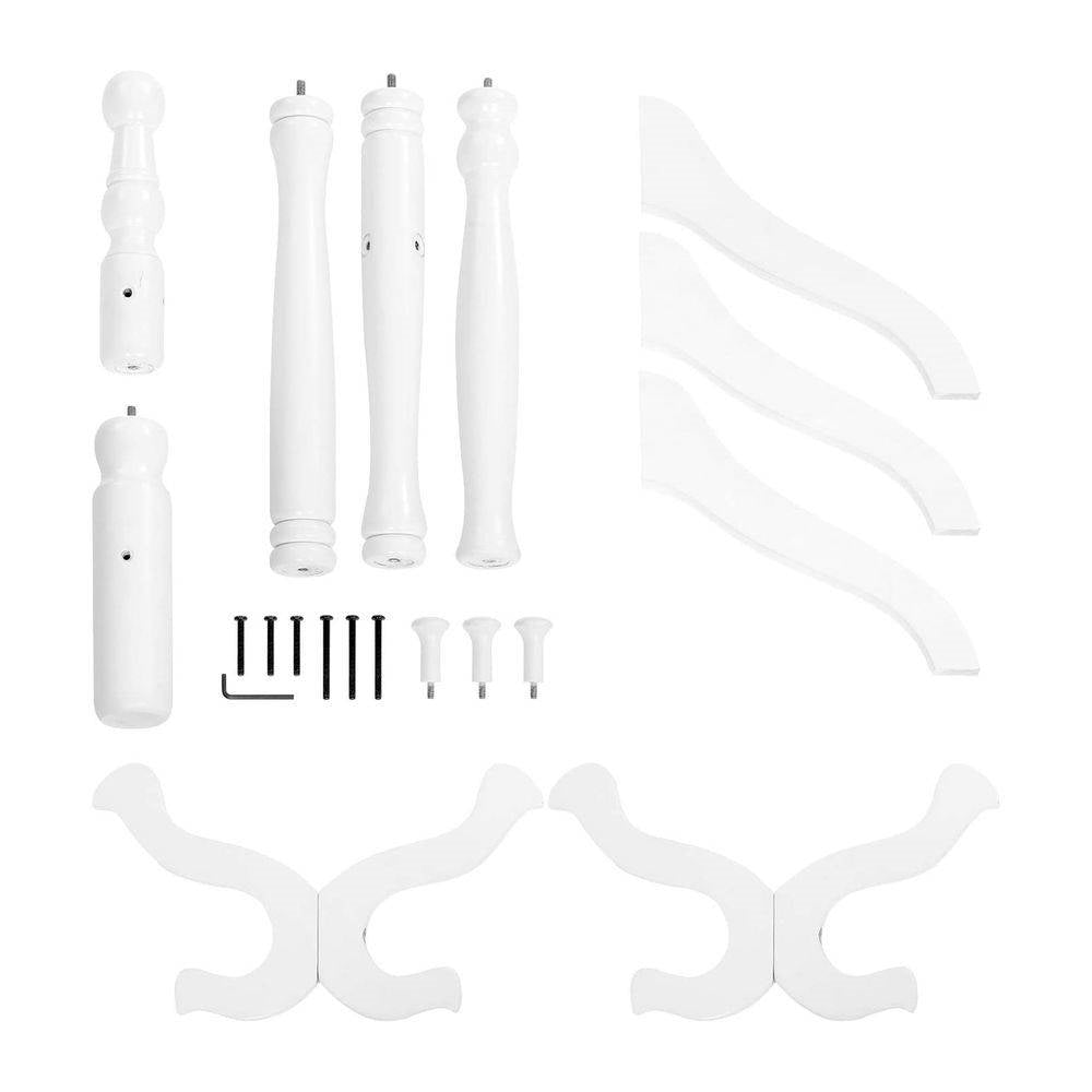 Traditional Classic Solid Wood Coat Rack in White Finish FastFurnishings
