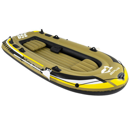 Heavy-Duty Inflatable Boat 4-Person Fishing Raft Set-Green W2B