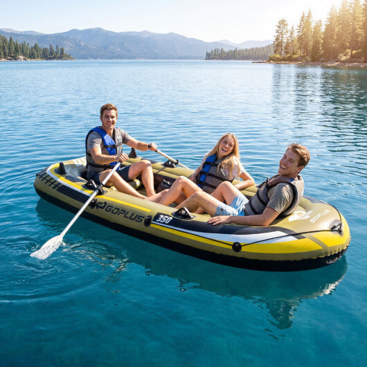 Heavy-Duty Inflatable Boat 4-Person Fishing Raft Set-Green W2B