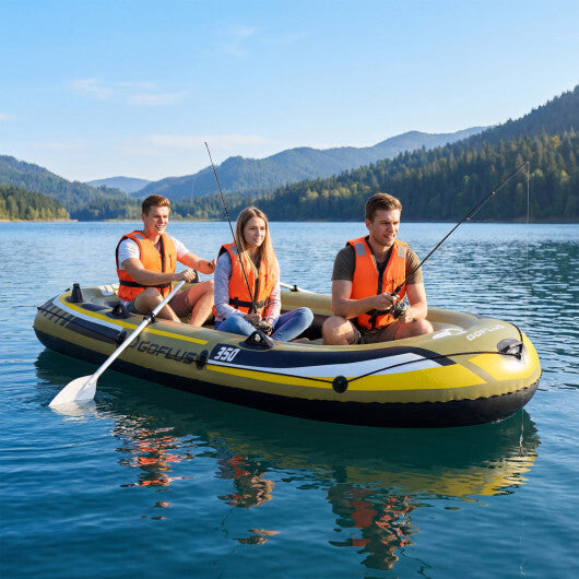 Heavy-Duty Inflatable Boat 4-Person Fishing Raft Set-Green W2B