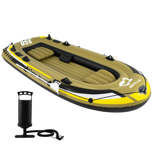 Heavy-Duty Inflatable Boat 4-Person Fishing Raft Set-Green W2B