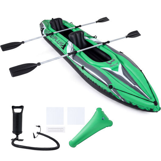 11.5 Feet Inflatable Kayak 2 Person Heavy Duty with Aluminum Paddles-Green W2B