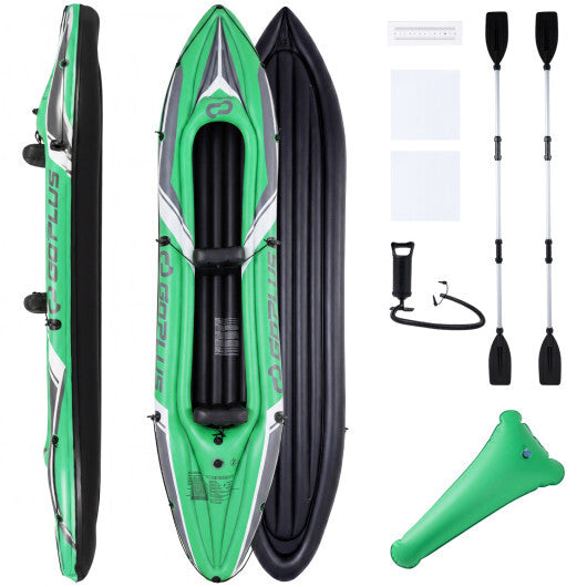 11.5 Feet Inflatable Kayak 2 Person Heavy Duty with Aluminum Paddles-Green W2B