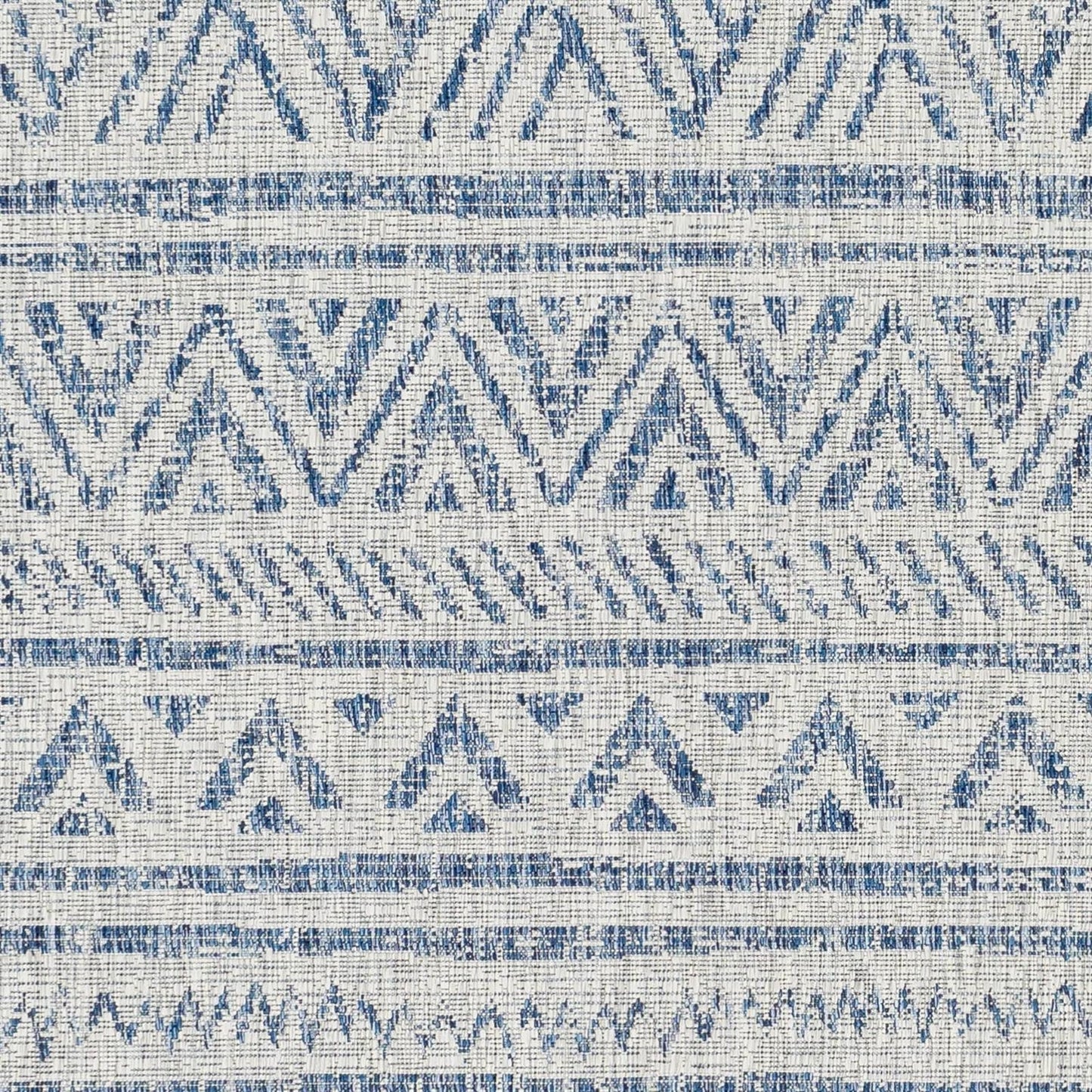 4 ft. x 6 ft. Blue Grey Chevron Coastal Boho Style Indoor Outdoor Area Rug FastFurnishings