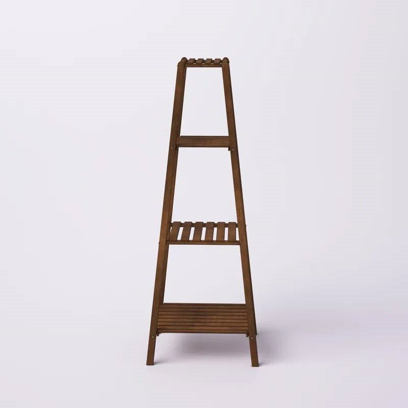 Modern Boho Wooden 4-Shelf Pyramidal Plant Stand FastFurnishings