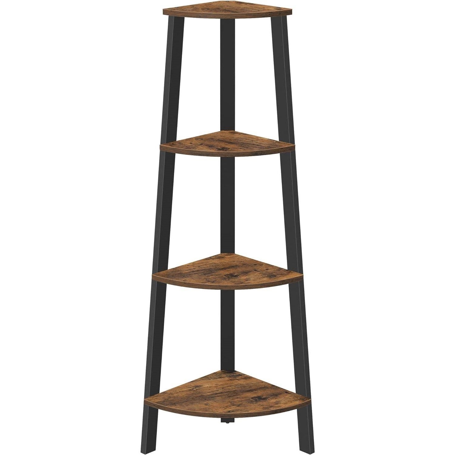 Narrow 3-Shelf Corner Shelving Unit Plant Stand Bookcase in Brown Black Wood FastFurnishings