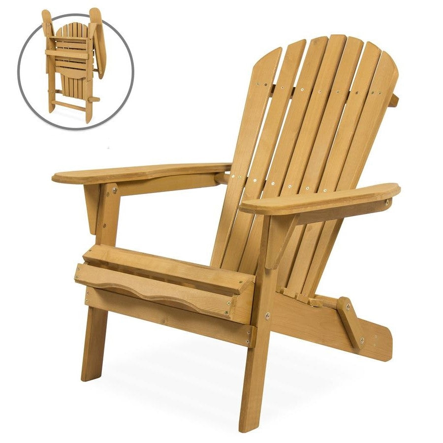 All Weather Adirondack Large Foldable Chair Natural Finish FastFurnishings
