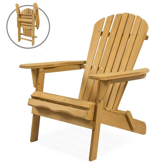 All Weather Adirondack Large Foldable Chair Natural Finish FastFurnishings
