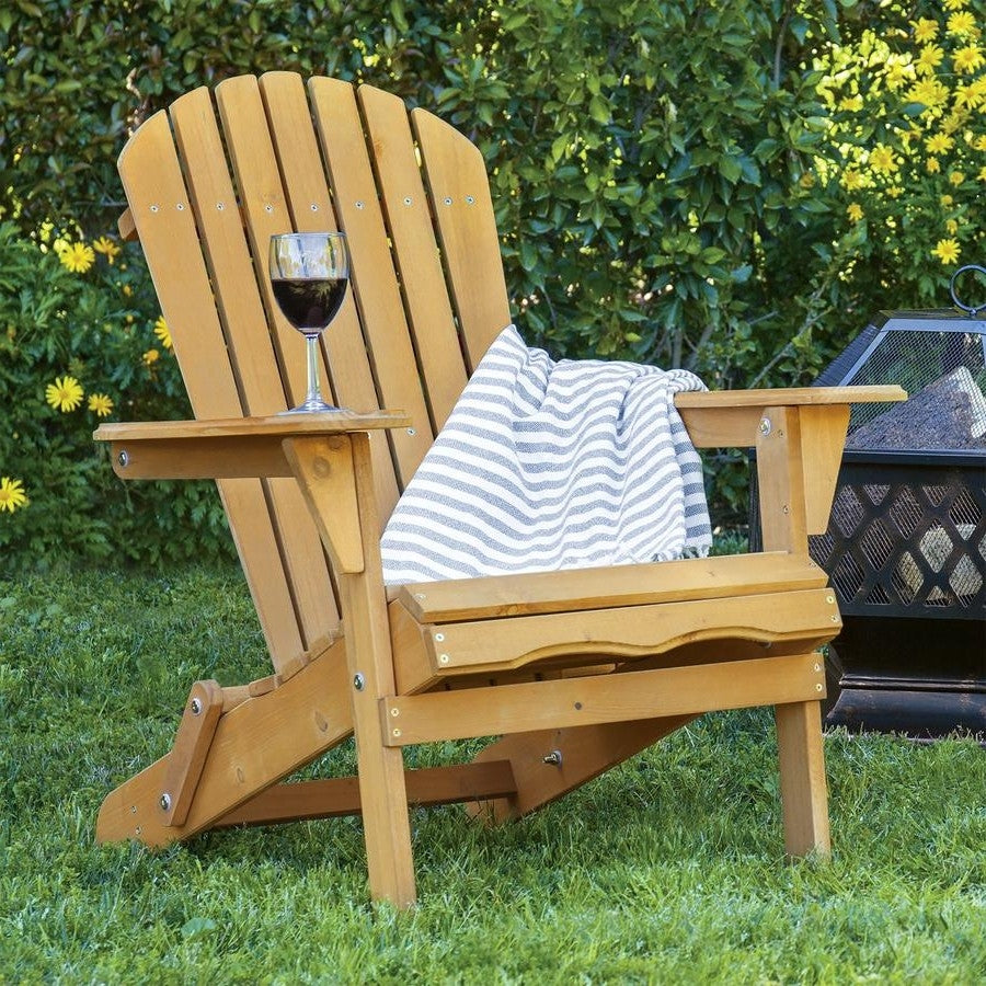 All Weather Adirondack Large Foldable Chair Natural Finish FastFurnishings