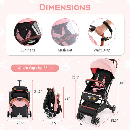 Versatile Travel Stroller with Safety Harness  Smooth Suspension & Large Storage