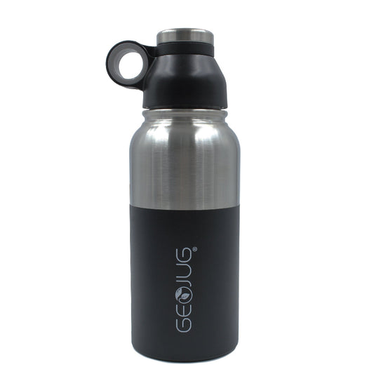 Brentwood GeoJug 32oz Stainless Steel Vacuum Insulated Water Bottle, Black W2B